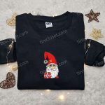 Cute Gnome With Gift Embroidered T-shirt: Best Christmas Gift Ideas For Family