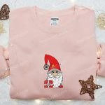 Cute Gnome With Gift Embroidered T-shirt: Best Christmas Gift Ideas For Family