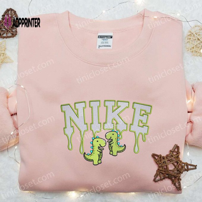 Cute Green Dinosaurs x Nike Embroidered Shirt Hoodie & Sweatshirt: Cartoon & Nike Inspired Designs