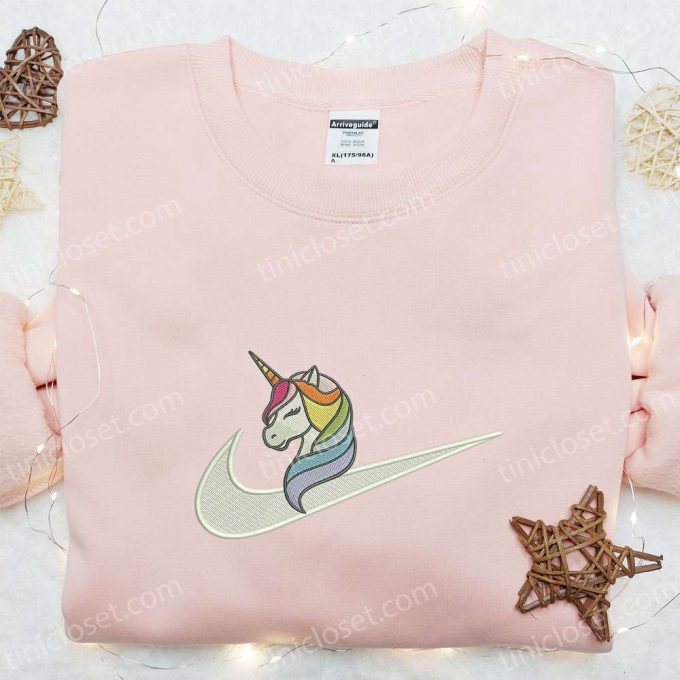 Cute Unicorn x Nike Swoosh Embroidered Shirt & Birthday Hoodie: Perfect Gift for Girls