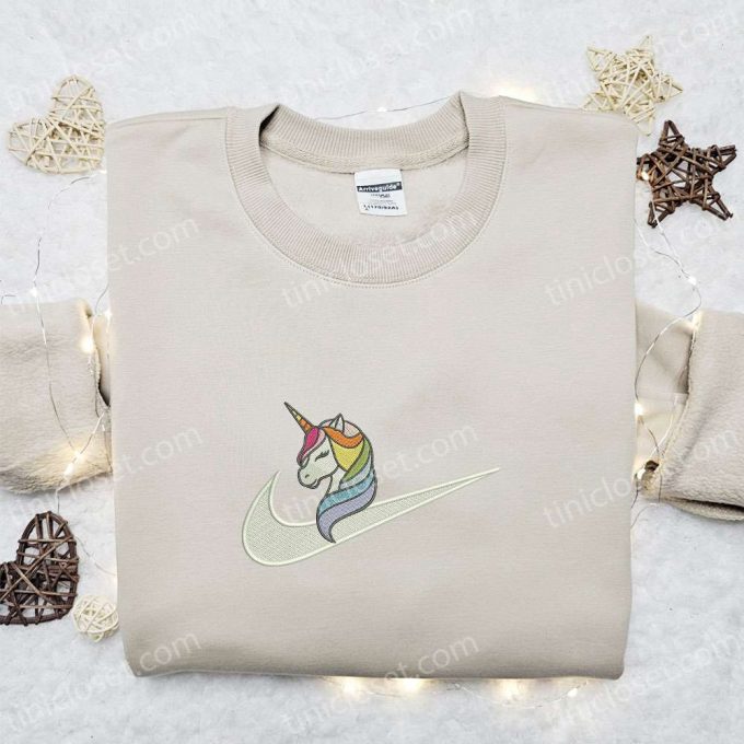 Cute Unicorn x Nike Swoosh Embroidered Shirt & Birthday Hoodie: Perfect Gift for Girls