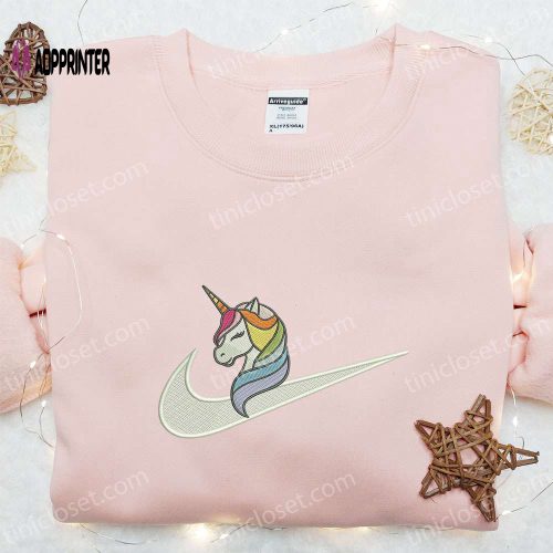 Cute Unicorn x Nike Swoosh Embroidered Shirt & Birthday Hoodie: Perfect Gift for Girls