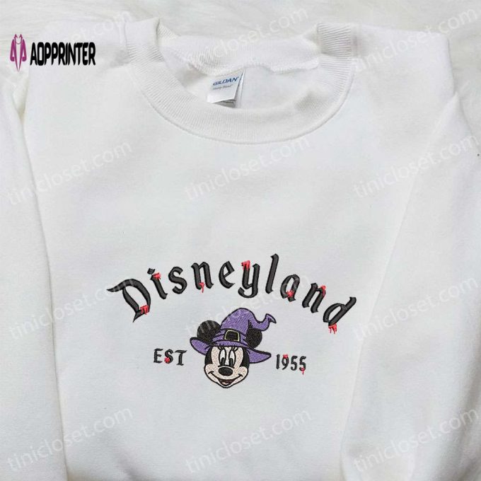 Disneyland Minnie Witch Est 1955 Embroidered Shirt & Hoodie – Spooky Disney Halloween Apparel