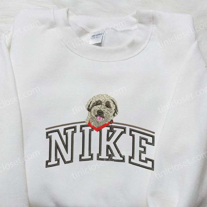 Stylish Dog On Top x Nike Embroidered Shirt: Animal & Custom Nike Design