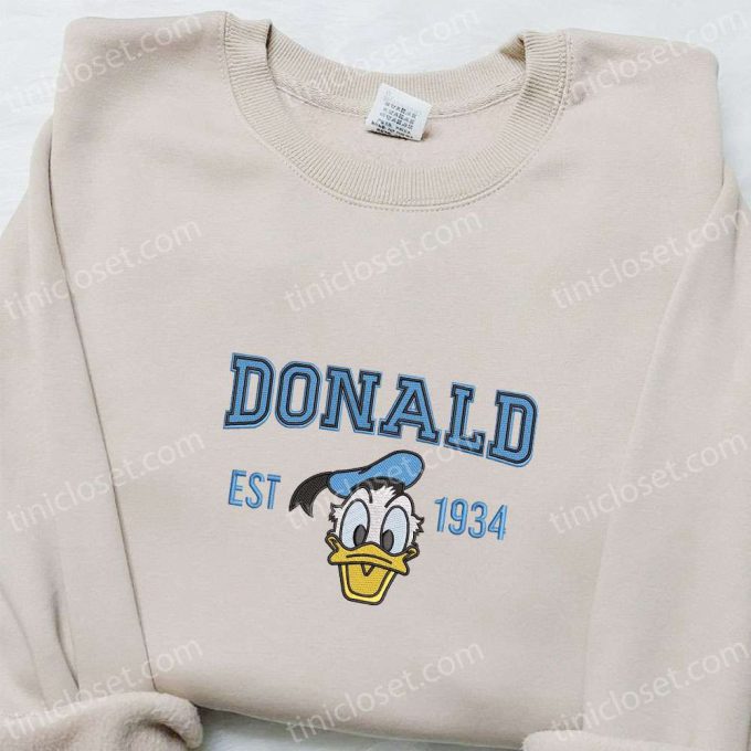 Disney Characters Embroidered Shirt & Hoodie: Donald Est 1934 Best Gift Ideas