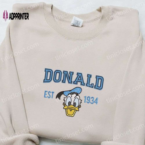 Disney Characters Embroidered Shirt & Hoodie: Donald Est 1934 Best Gift Ideas