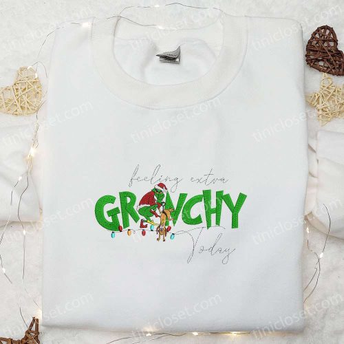 Get Festive with Grinch: Embroidered T-shirt & Hoodie – Perfect Christmas Gift Ideas