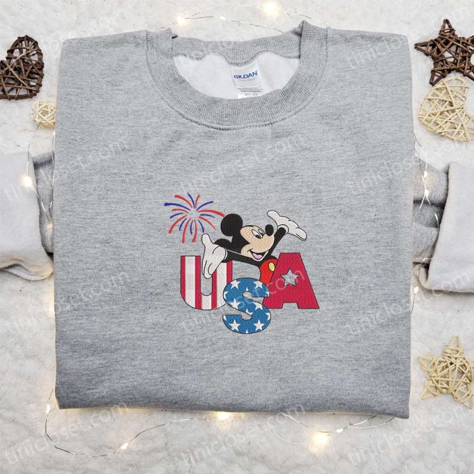 Firework USA Mickey Mouse Embroidered Shirt: Best Disney Patriotic Shirts