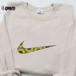 Flourish Sunflower x Swoosh Embroidered Sweatshirt: Custom Shirt Best Family Gift