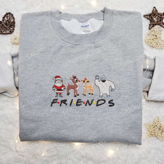 Friends Merry Christmas Rudolph Sweatshirt: Cartoon Embroidered Shirt Best Gift Ideas – 110 characters