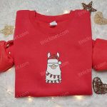 Funny Llama Christmas Embroidered Sweatshirt: Best Animal Hoodie Gift Ideas