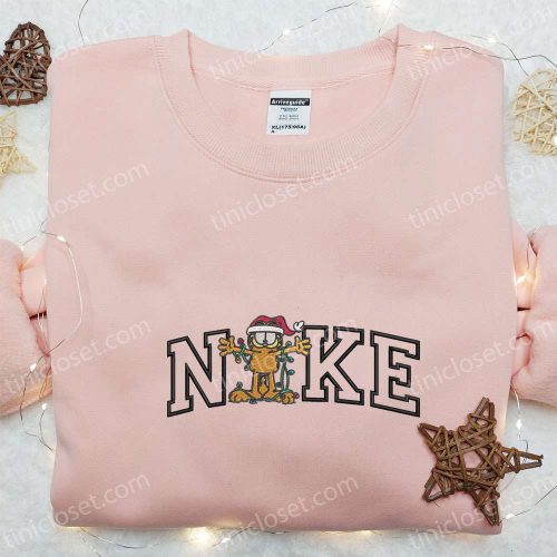 Garfield Cat x Nike Christmas Lights Embroidered Shirt Sweatshirt & Hoodie