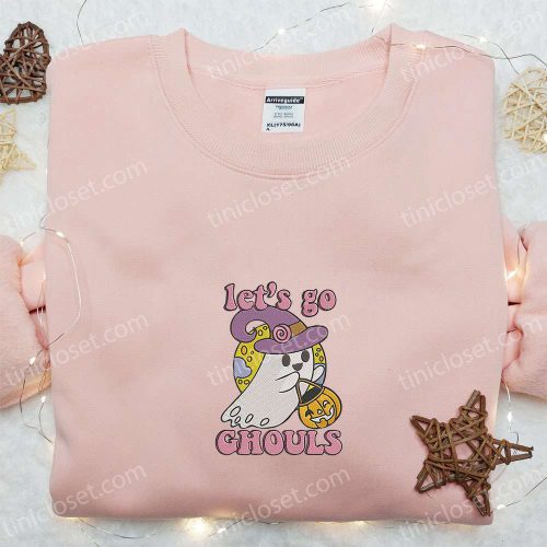 Ghost Let’s Go Ghouls Embroidered Sweatshirt – Cute Halloween Hoodie Best Gift Ideas