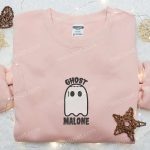 Spooky & Stylish: Ghost Malone Embroidered Sweatshirt – Perfect Halloween Gift!