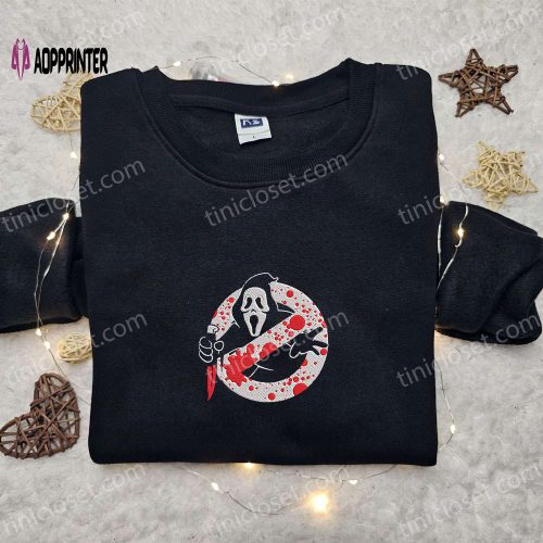 Ghostface Buster Embroidered Sweatshirt: Horror Movie Hoodie – Best Halloween Gift Ideas