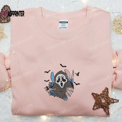 Spooky Ghostface Knife Embroidered Sweatshirt: Best Horror Movie Hoodie Perfect Halloween Gift