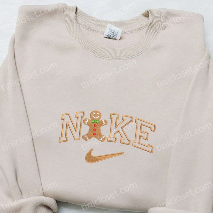 Gingerbread Man Happy x Nike Embroidered Shirt & Sweatshirt: Perfect Christmas Gifts for Family