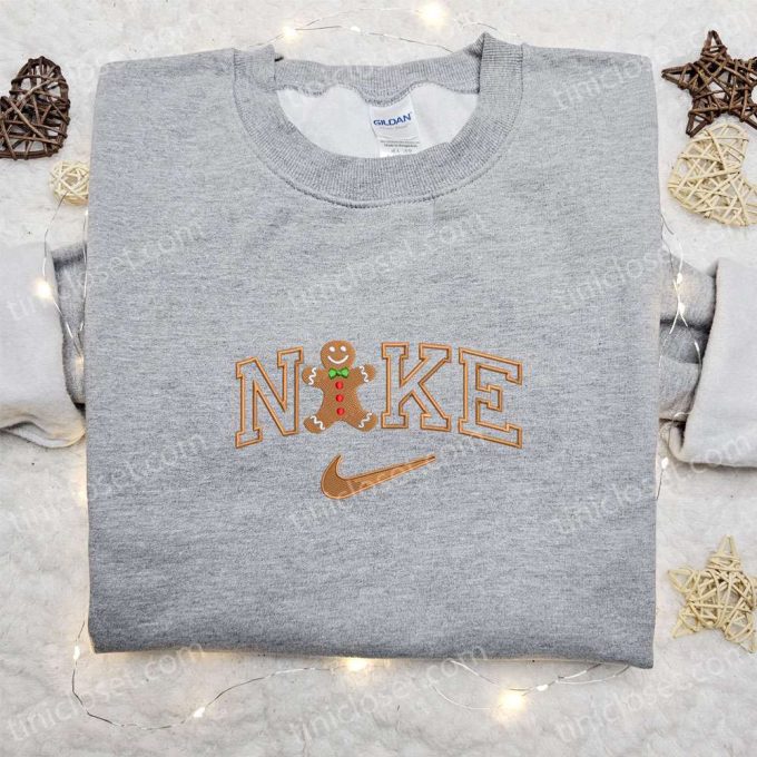 Gingerbread Man Happy x Nike Embroidered Shirt & Sweatshirt: Perfect Christmas Gifts for Family