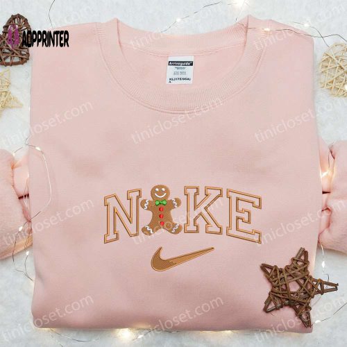 Gingerbread Man Happy x Nike Embroidered Shirt & Sweatshirt: Perfect Christmas Gifts for Family