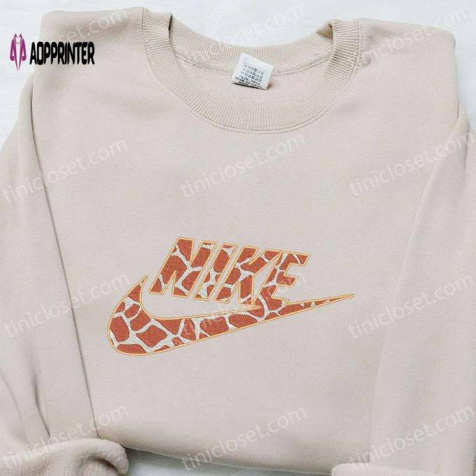 Giraffe Pattern x Nike Embroidered Sweatshirt – Custom Shirt Perfect Family Gift