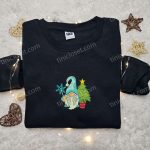 Gnome With Christmas Tree Embroidered T-Shirt: Best Holiday Gift Idea for Christmas