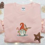 Gnome With Deer Merry Christmas Embroidered Shirt & Hoodie: Best Gift Ideas