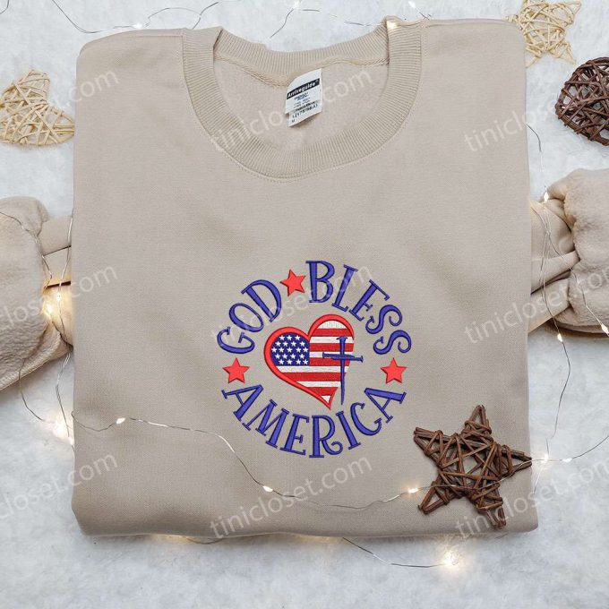 God Bless America Embroidered Shirt: Best Patriotic National Day Gift