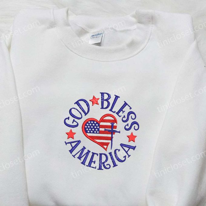 God Bless America Embroidered Shirt: Best Patriotic National Day Gift