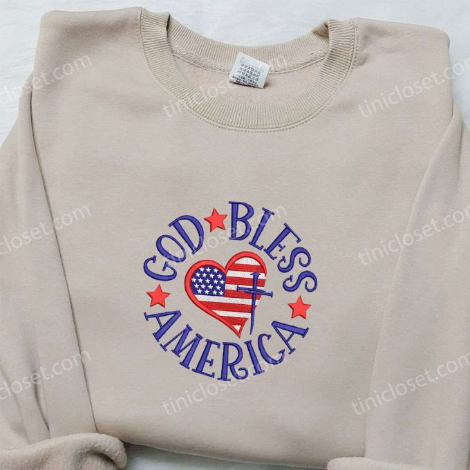 God Bless America Embroidered Shirt: Best Patriotic National Day Gift