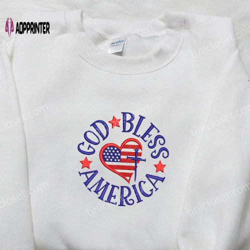 God Bless American Land Embroidered Shirt – Best Patriotic Shirts & National Day Gifts