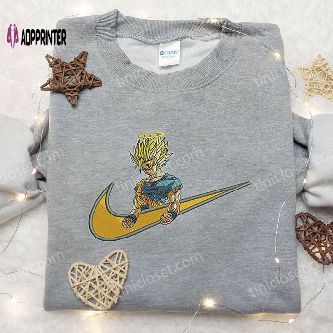 Goku Angel x Nike Embroidered Shirt: Dragon Ball Custom Design for Ultimate Style