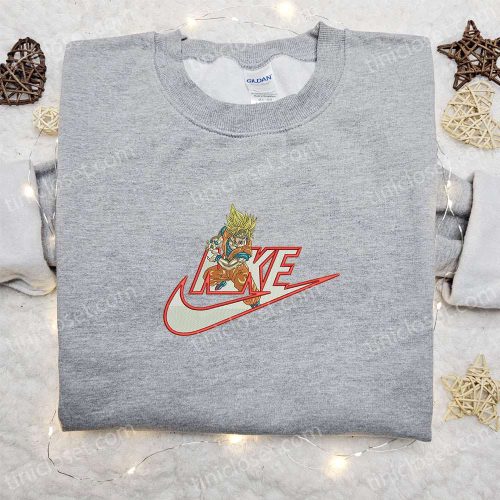 Goku Kameha x Nike Anime Embroidered Sweatshirt: Dragon Ball Shirt Perfect Family Gift