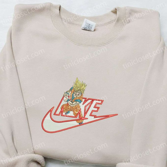 Goku Kameha x Nike Anime Embroidered Sweatshirt: Dragon Ball Shirt Perfect Family Gift