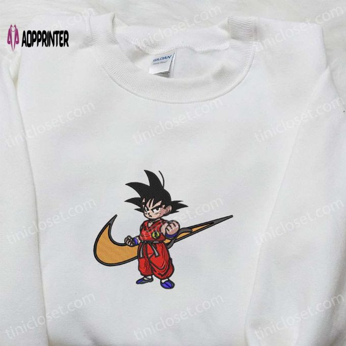 Goku Kid x Nike Swoosh Anime Embroidered Sweatshirt – Dragon Ball & Nike Inspired Shirt