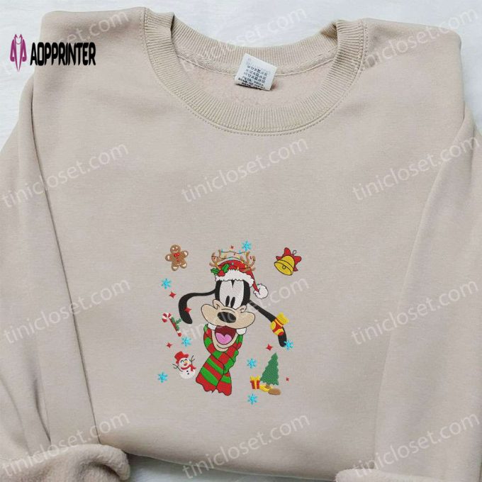 Disney Christmas Embroidered Shirt Hoodie & Sweatshirt: Festive Goofy Elements