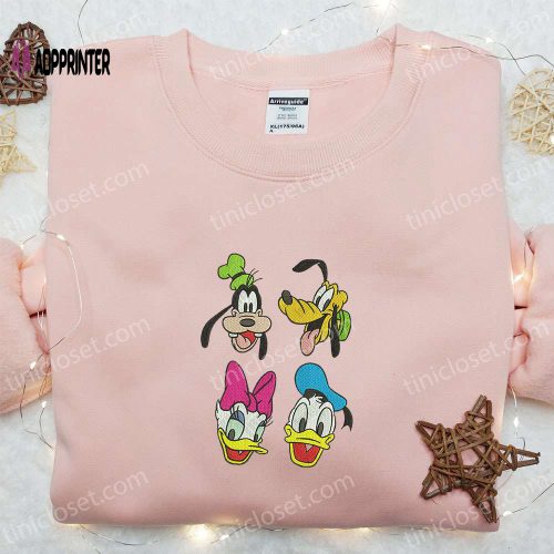 Disney Characters Embroidered Shirt & Hoodie: Goofy Pluto Daisy Donald – Best Cartoon Gift Idea