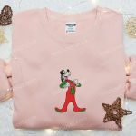 Cheerful Christmas Embroidered Apparel: Goofy Pajama Shirt Disney Hoodie Sweatshirt