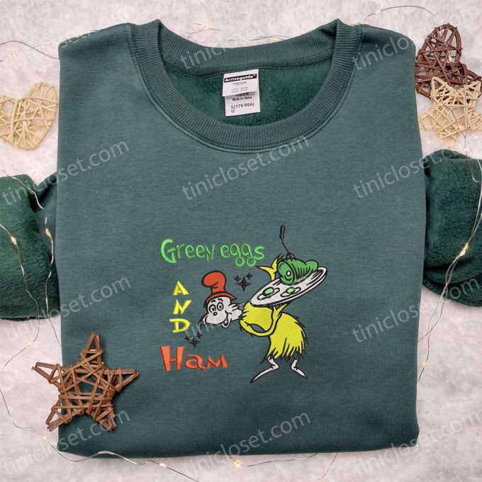 Get Festive with Green Eggs & Ham Embroidered Shirt & Christmas Sweatshirt – Best Gift Ideas