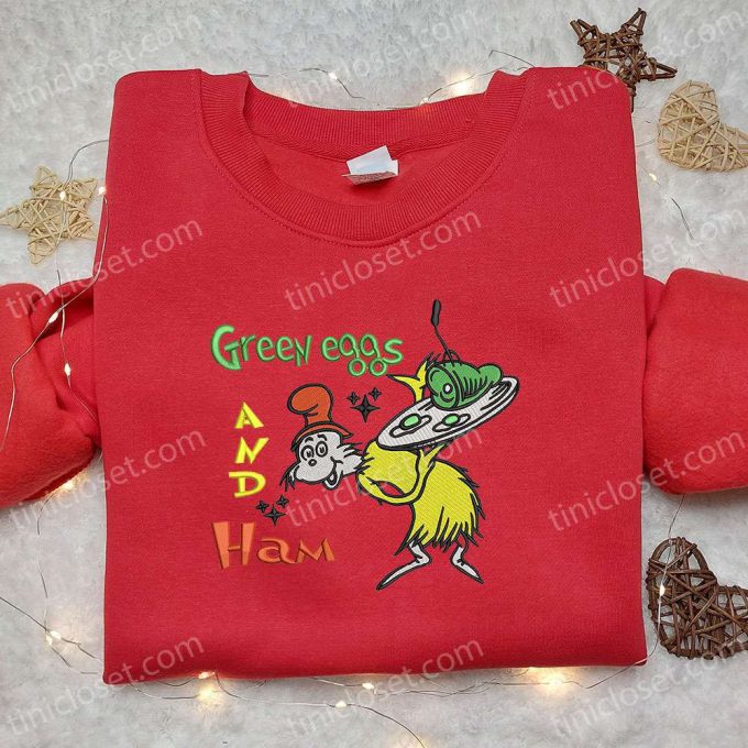 Get Festive with Green Eggs & Ham Embroidered Shirt & Christmas Sweatshirt – Best Gift Ideas