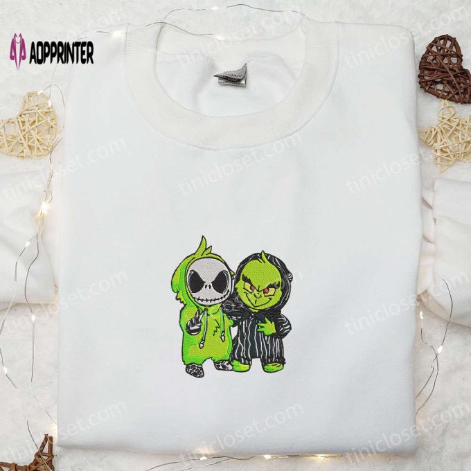 Grinch & Jack Skellington Masquerade Embroidered Shirt: Cool Halloween Shirts Best Gifts for Halloween Lovers