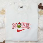 Grinch Head x Nike Embroidered Shirt: Christmas Sweatshirt Best Family Gift