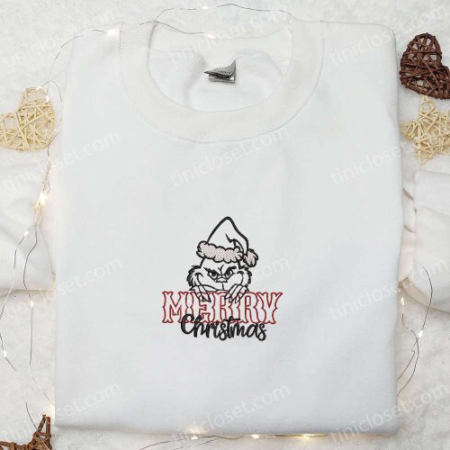 Grinch Merry Christmas Embroidered Shirt & Hoodie – Best Family Gifts