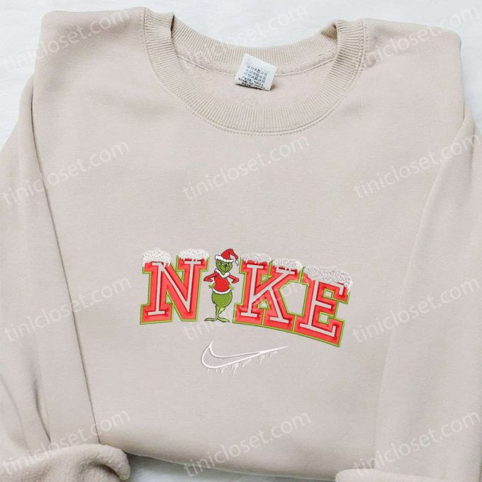 Grinch Snow x Nike Embroidered Shirt & Sweatshirt: Perfect Christmas Gifts for Family