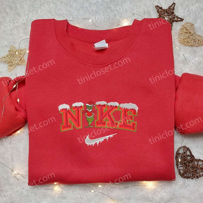 Grinch Snow x Nike Embroidered Shirt & Sweatshirt: Perfect Christmas Gifts for Family