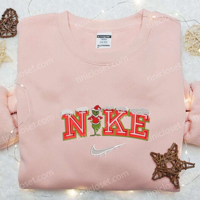 Grinch Snow x Nike Embroidered Shirt & Sweatshirt: Perfect Christmas Gifts for Family