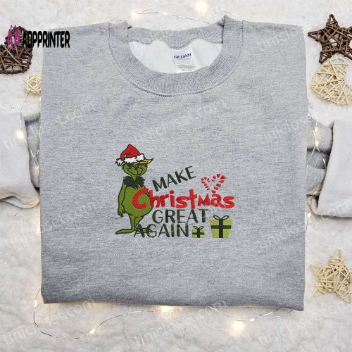 Grinch & Cindy Lou x Nike Embroidered Sweatshirt: Movie Merry Christmas Shirt Best Gift Idea