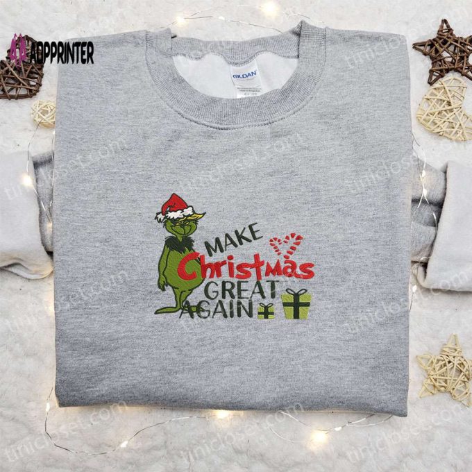 Grinch Trump Make Christmas Great Again Sweatshirt: Best Movie Fun Embroidered Shirt – Perfect Christmas Gift