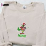 Grinch x Nike Embroidered Shirt & Sweatshirt: Best Christmas Gifts for Family with Pink Coffee Cup