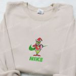 Grinch x Nike Embroidered Shirt & Sweatshirt: Best Christmas Gifts for Family with Pink Coffee Cup