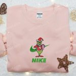 Grinch x Nike Embroidered Shirt & Sweatshirt: Best Christmas Gifts for Family with Pink Coffee Cup